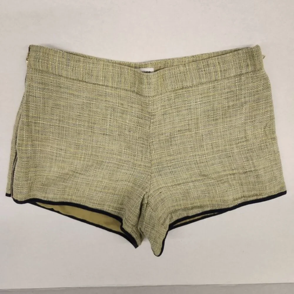 Club monaco 00 Shorts Women's Olive Green Black Trim Side Zip Career‎ Casual